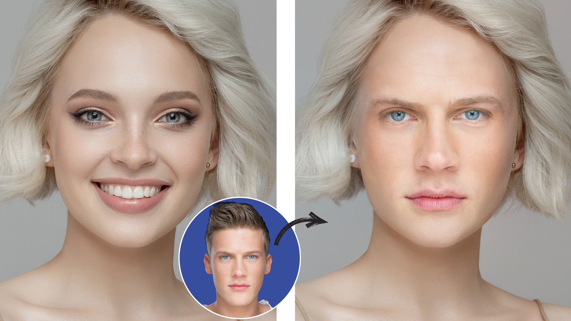 AI photo processing before and after comparison